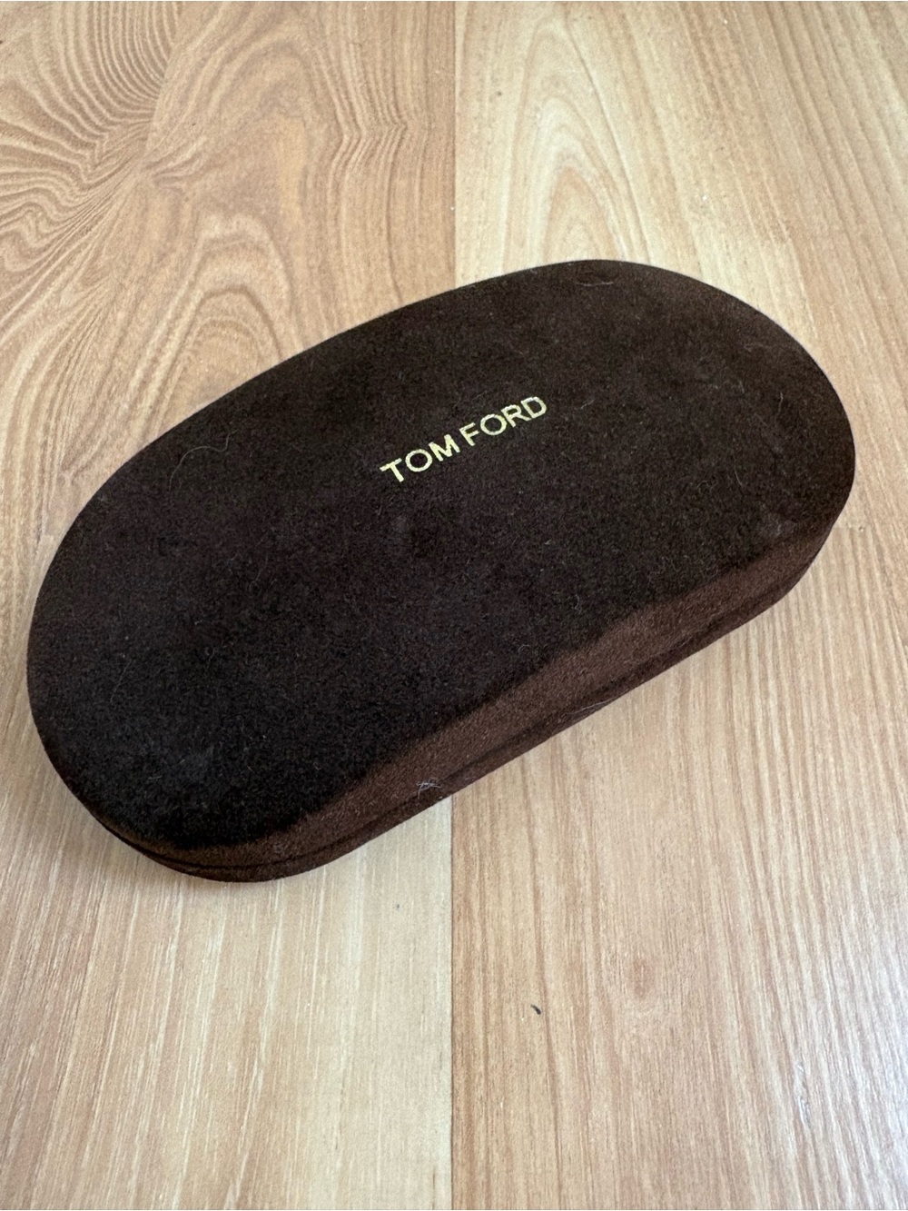 Tom Ford Brown Velvet Sunglass Case with Gold Logo